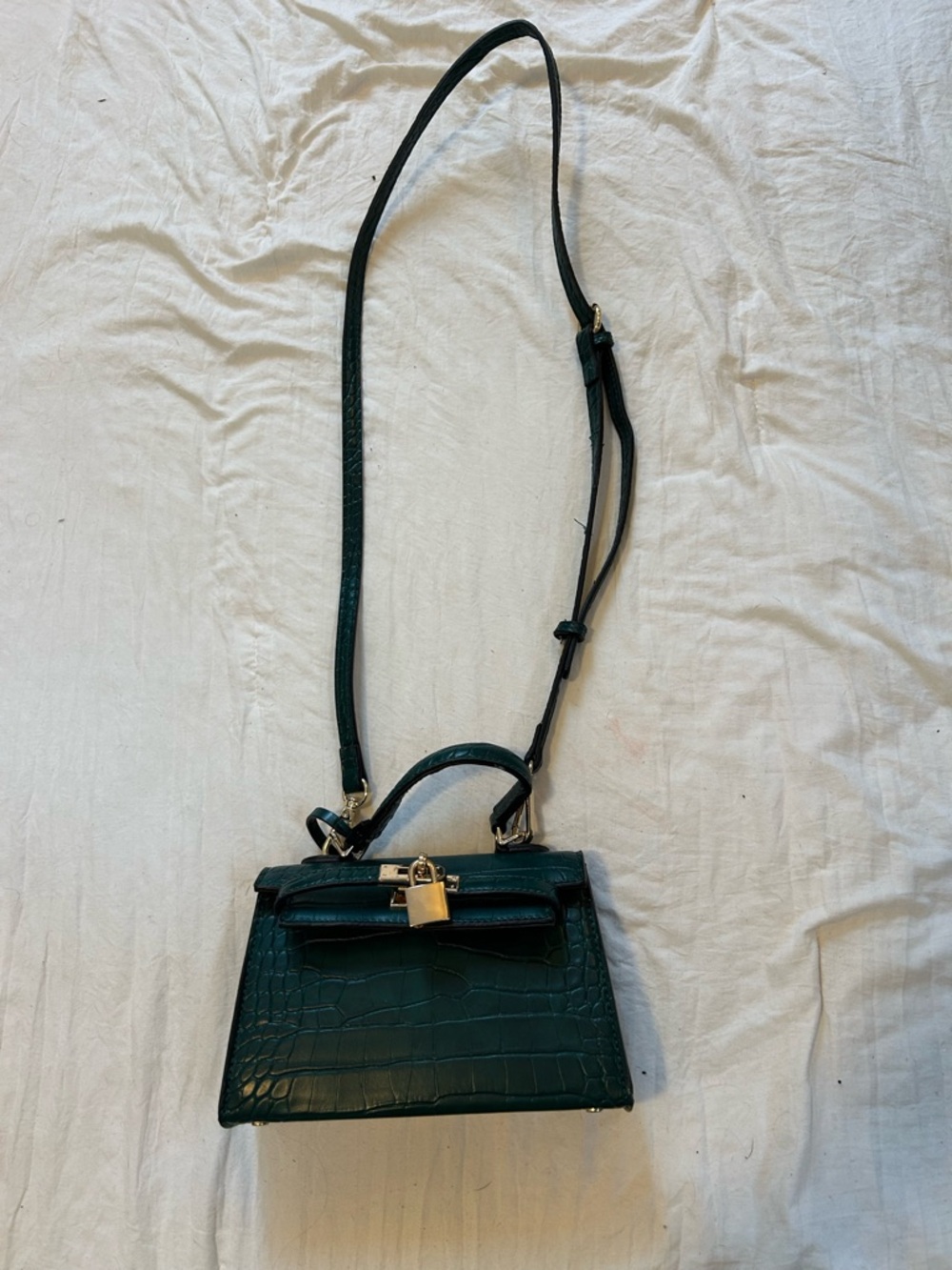 Structured Croc-Embossed Mini Crossbody Bag